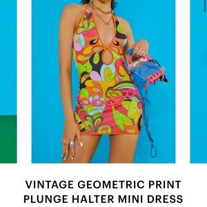 Geometric print mini dress